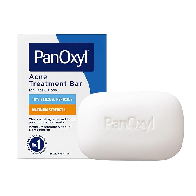 PanOxyl PanOxyl Acne Treatment Bar with 10% Benzoyl Peroxide, Maximum Strength Acne Bar for Face, Chest & Back, Soap-Free Body Wash, Treats Acne Pimples, Whiteheads & Blackheads, Vegan, FSA/HSA Eligible, 4 oz skincare