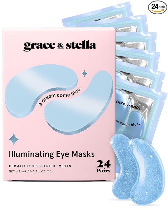 grace & stella grace & stella Award Winning Under Eye Mask Reduce Dark Circles, Puffy Eyes, Undereye Bags, Wrinkles, Gel Under Eye Patches, Get Well Gifts for Women - Vegan Eye mask (24 Pairs, Blue) Korean face wash