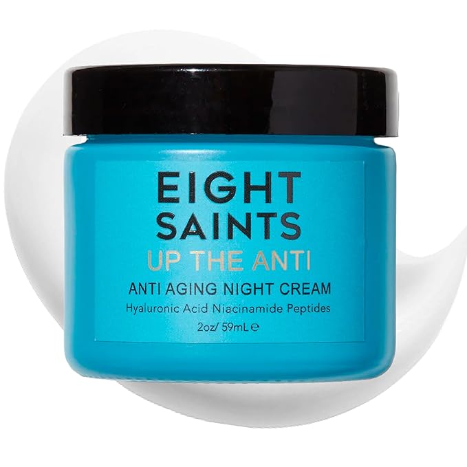 Eight Saints Eight Saints Skin Care Up the Anti Night Cream Face Moisturizer to Reduce Fine Lines and Wrinkles, Natural and Organic Anti Aging Cream For Face & Neck with Niacinamide and Hyaluronic Acid, 2 Ounces Moisturiser