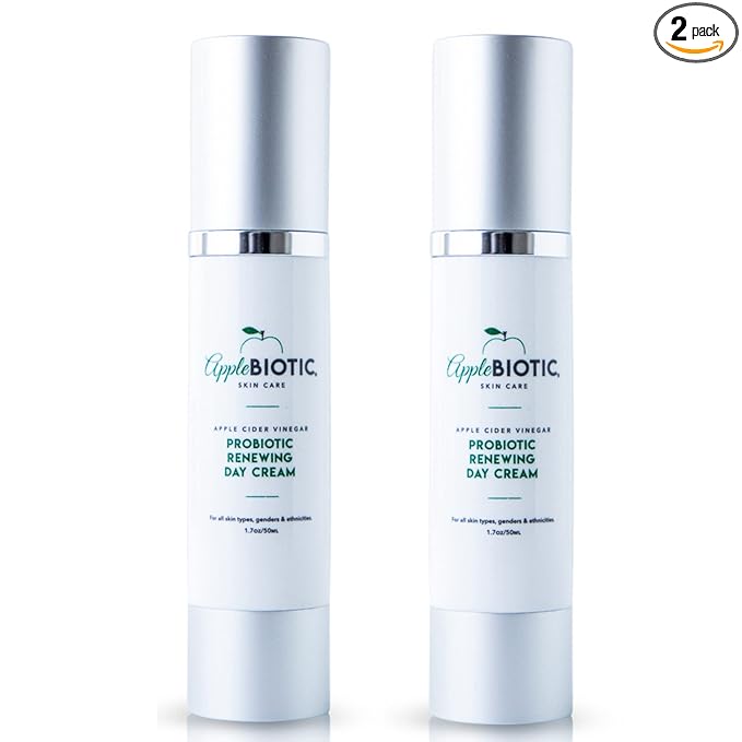 AppleBiotic AppleBiotic Apple Cider Vinegar Face Cream 2 PK - Hydrating, Redness Relief Face Moisturizer Lotion For Dry, Oily, Sensitive Skin, Natural Green Tea, Chamomile, Raw ACV Anti-Aging Skincare Moisturiser