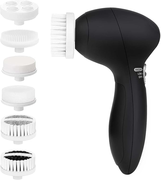 CLSEVXY Facial Cleansing Brush Face Scrubber: CLSEVXY Electric Face Spin Cleanser Brushes with 6 Brush Heads for Deep Cleansing, Gentle Exfoliating, Removing Blackhead, Massaging Exfoliator
