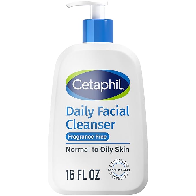 Cetaphil Cetaphil Face Wash, Daily Facial Cleanser for Sensitive, Combination to Oily Skin, 16 Oz, Fragrance Free, Gentle Foaming, Soap Free, Hypoallergenic Water Cleanser