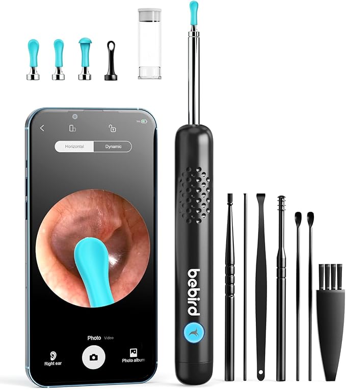 Yumika Ear Wax Removal Tool Camera, R1 Upgraded Anti-Fall Off Eartips Ear Cleaner, Wireless Otoscope with 1080P Waterproof Ear Camera, Earwax Removal Kit for iPhone, Android, Black skincare