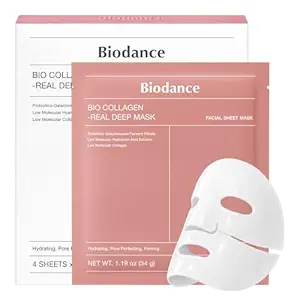 BIODANCE BIODANCE Bio-Collagen Real Deep Mask, Hydrating Overnight Hydrogel Mask, Pore Minimizing, Elasticity, Plumping Improvement, Korean Skin Care, Valentines Day Gifts for Her | 1.19oz(34g) x 4ea Korean face wash