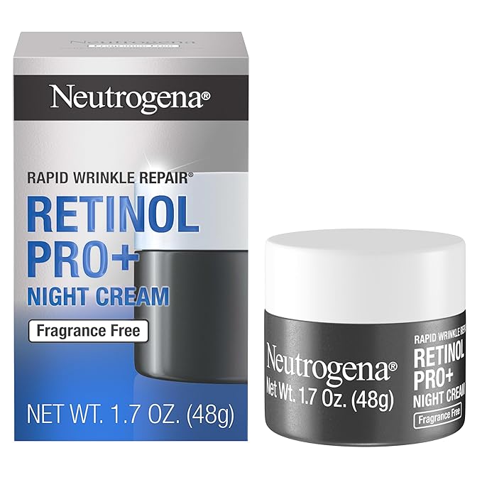 Neutrogena Neutrogena Retinol Pro+ Anti-Wrinkle Night Moisturizer, Rapid Wrinkle Repair, Anti-Aging Face & Neck Cream, Formulated without fragrance, parabens, dyes, & phthalates, Retinol, 1.7 oz Moisturiser
