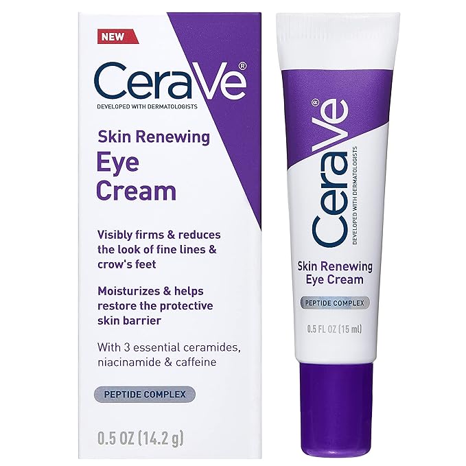 CeraVe CeraVe Skin Renewing Eye Cream For Wrinkles, Under Eye Cream With Peptides + Caffeine + Niacinamide, For Wrinkles & Crows Feet, Paraben Free & Opthalmologist Tested Korean face wash