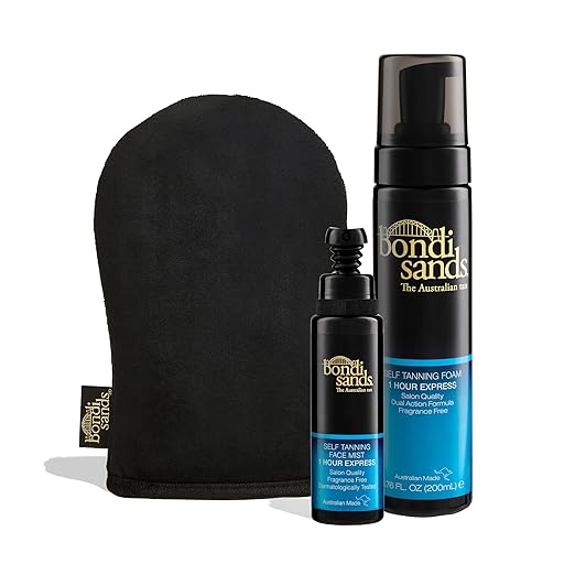 Bondi Sands 1 Hr Express Face + Body Bundle | Includes Sunless Foam + Face Mist and Reusable Application Mitt for a Flawless Finish ($54 Value) skincare
