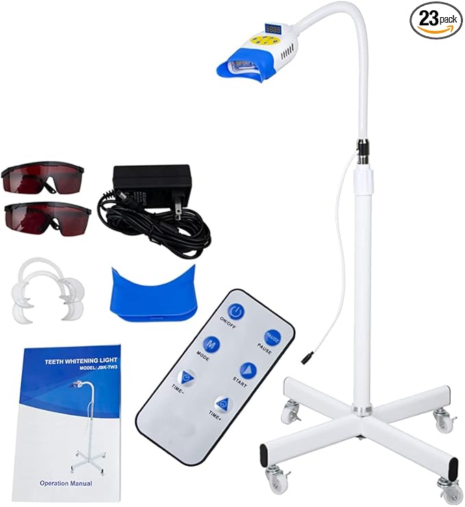 Fencia Professional Teeth Whitening Machine LED Light, Mobile 36W Dental Teeth Whitening Lamp Bleaching, Tooth Whitener 3 Colors Blue/Red/Purple Light with Remote Control skincare