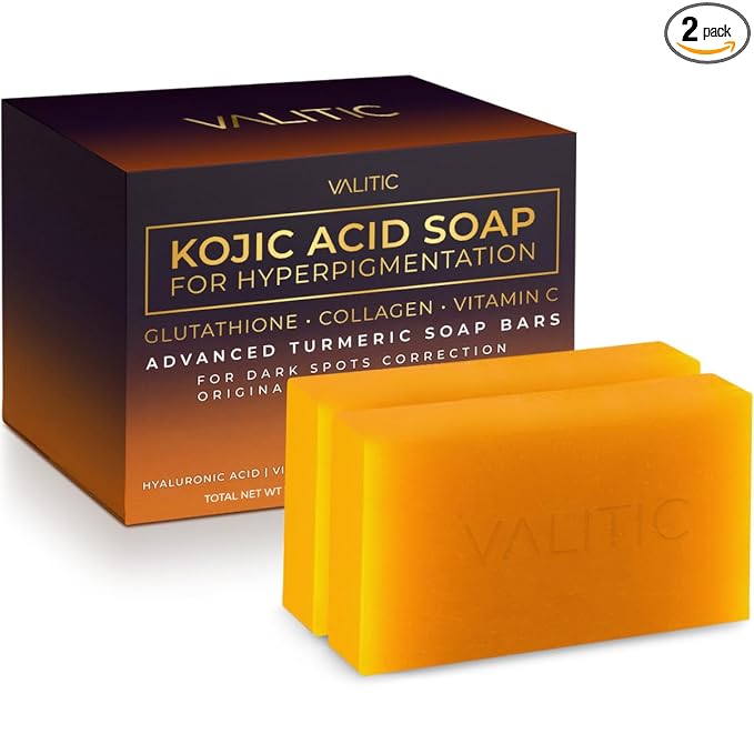 VALITIC VALITIC Kojic Acid Soap for Hyperpigmentation - with Glutathione, Collagen & Vitamin C - Advanced Soap Bars with Turmeric - Original Japanese Complex for Dark Spot Correction - 2 Pack skincare