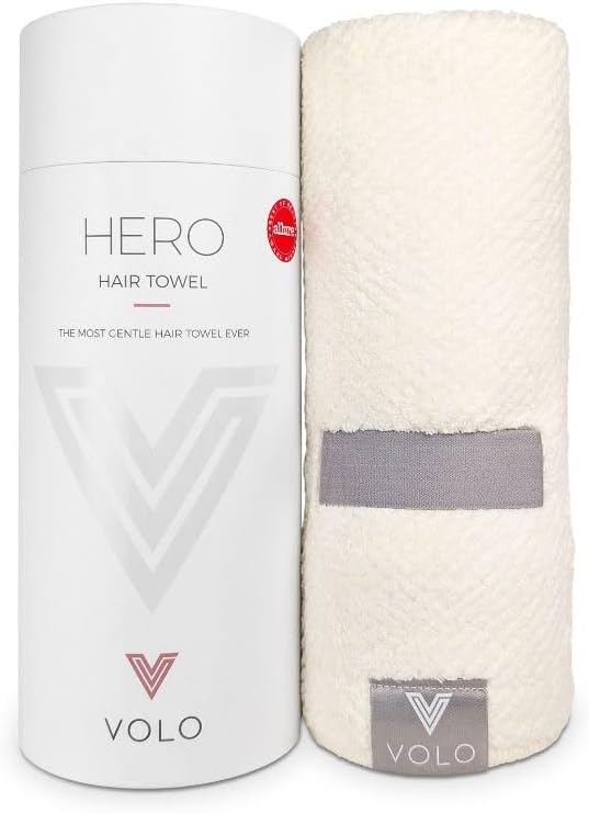 VOLO VOLO Hero Hair Towel – Ultra Soft Nanoweave™ Microfiber, Super Absorbent Quick Dry, Reduces Dry Time 50%, Anti-Frizz & Breakage, Secure Snug Strap, Large Wrap for All Hair Types - Salt White skincare