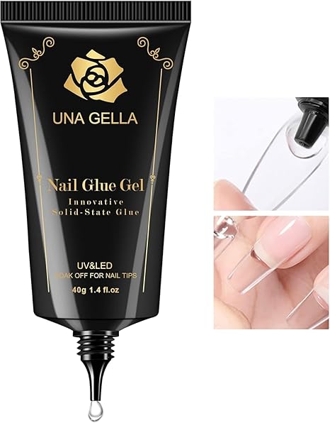 UNA GELLA UNA GELLA Gel Nail Glue, Solid Nails Gl ue Gel 40g Lamp Curing Needed Soak Off G LUE Strong Nail G LUE G el for Acrylic Fake Nails Tips Extension Press On Nails for Gelly Tips skincare