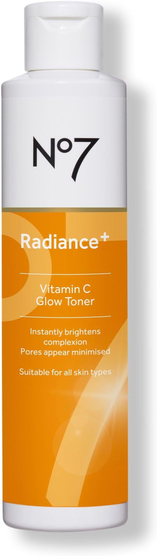 No7 No7 Radiance+ Vitamin C Glow Toner – 2% Vitamin C Complex with Willow Bark & Aloe Vera – AHA Exfoliant for Smoother Skin – Hydrating Face Toner (6.7 fl oz) Exfoliator