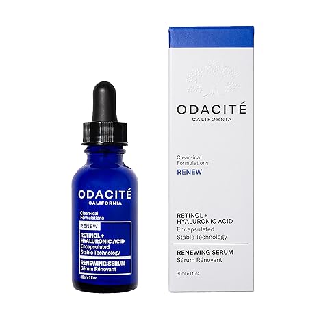 ODACITE Odacité Renewing Retinol & Hyaluronic Acid Facial Serum – Luxury Anti-Aging Face Serum for Fine Lines, Wrinkles & Blemishes with Squalane, Vitamins A,B,D,E & Rose Floral Water – 1 fl oz Serum