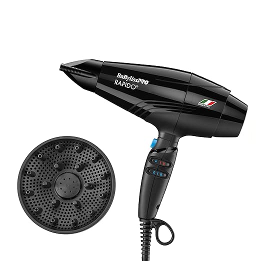 BaBylissPRO Hair Dryer, Nano Titanium Rapido 2000-Watt Blow Dryer, Hair Styling & Appliances, Black, BRAP1 skincare