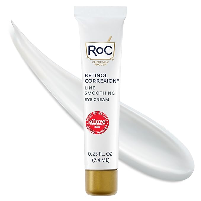 RoC RoC Retinol Correxion Eye Cream Mini for Dark Circles & Puffiness, Daily Wrinkle Cream, Anti Aging Line Smoothing Skin Care Treatment, .25 Ounces Eye Cream