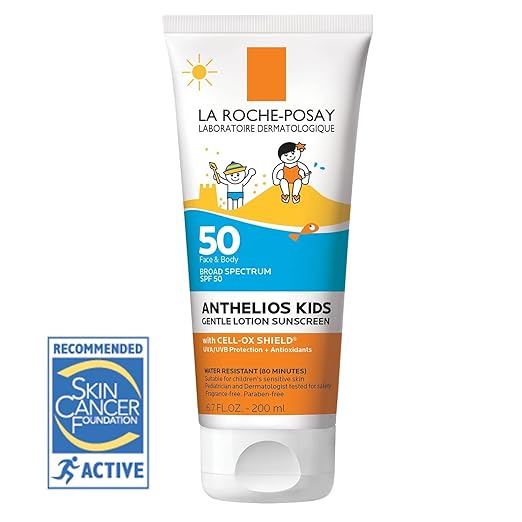 La Roche-Posay Anthelios Kids Gentle Lotion Sunscreen SPF 50, Broad Spectrum SPF + Antioxidants, Sunscreen For Kids, Octinoxate & Oxybenzone-Free, Pediatrician Tested, Non Comedogenic, Oil Free Sunscreen