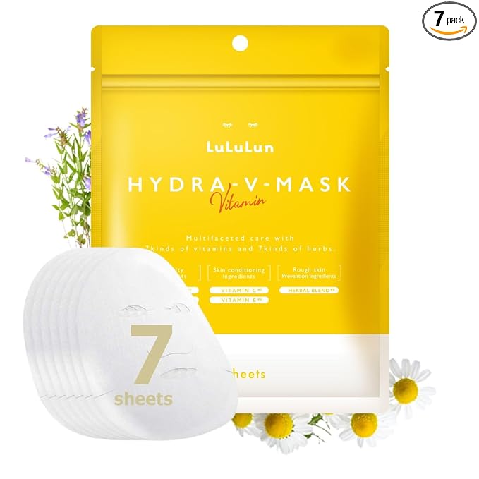 Lululun Lululun 7 Sheet Vitamin C Face Masks Skincare for Women & Men, Daily Face Mask Sheet for Pore Firming & Dull Skin, Facial Mask Sheet with 7 Herbs, Japanese Sheet Masks with 7+1 Vitamin Complex HYDRA V Sheet Mask