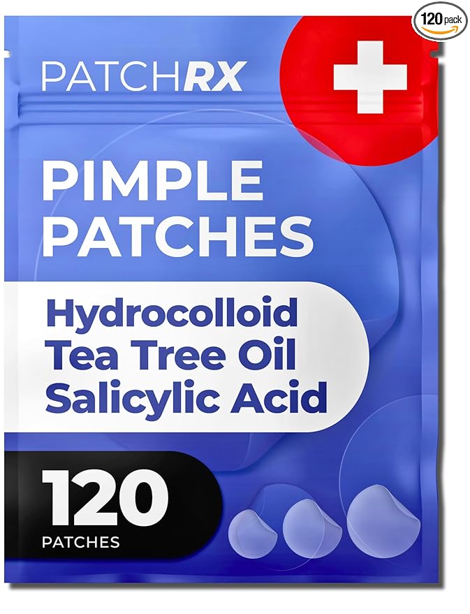 PatchRx Salicylic Pimple Patches (120 Pack), Salicylic Acid Acne Patches with Tea Tree Oil - Zit Patch and Pimple Stickers for Face for Skin Care - Salicylic Acid Acne Dots (Packaging May Vary) skincare