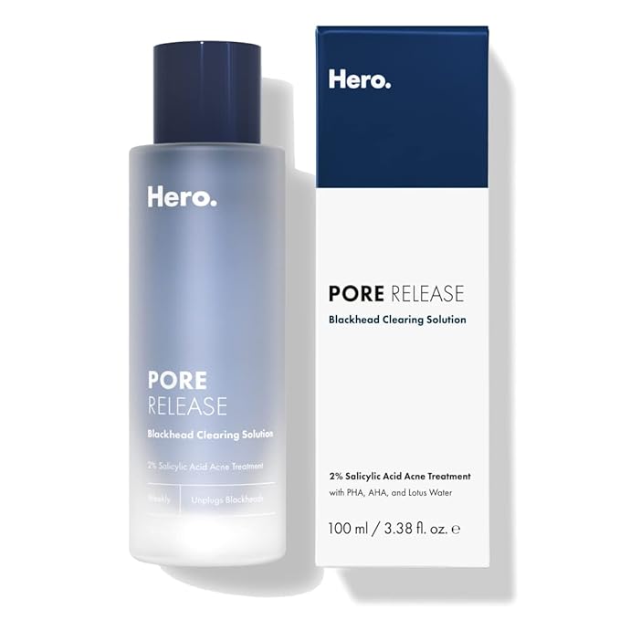 HERO COSMETICS Hero Cosmetics Pore Release Blackhead Clearing Solution, Exfoliating 2% Salicylic Acid Toner Featuring AHA and PHA, Blackhead Remover Toner, 100 ml Exfoliator