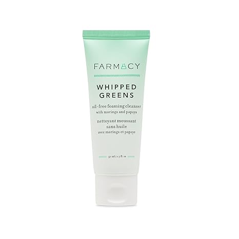 Farmacy Farmacy Foaming Face Wash for Oily Skin - Whipped Greens Oil-Free Gentle Facial Cleanser + Exfoliator - Infused with Green Clay to Remove Impurities, Control Oil + Maintain Skin Hydration (50ml) Exfoliator