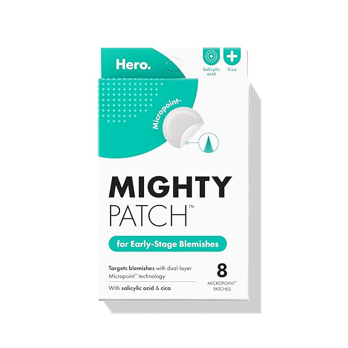 Mighty Patch Mighty Patch Micropoint Large Hydrocolloid Pimple Patches for Face Blemishes from Hero Cosmetics, Acne Stickers for Early Stage Zits & Hidden Pimples, 395 Proprietary Micropoints, 8 Count skincare