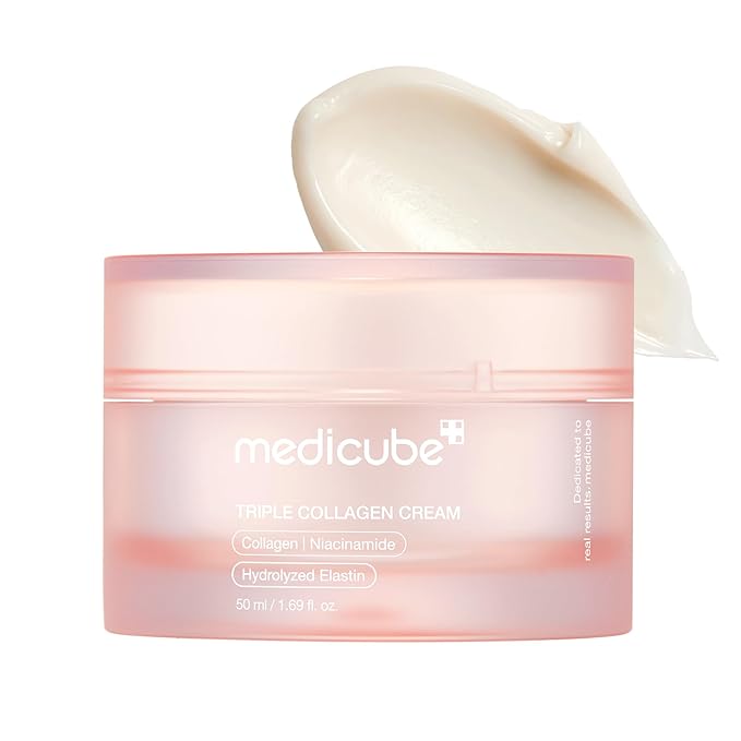 medicube medicube Triple Collagen Cream - Hydrating & Firming Moisturizer with Hyaluronic Acid, Premium Elastin, Shea Butter - Wrinkle Care & Boosts Elasticity - Korean Skincare, 1.69 oz Korean face wash