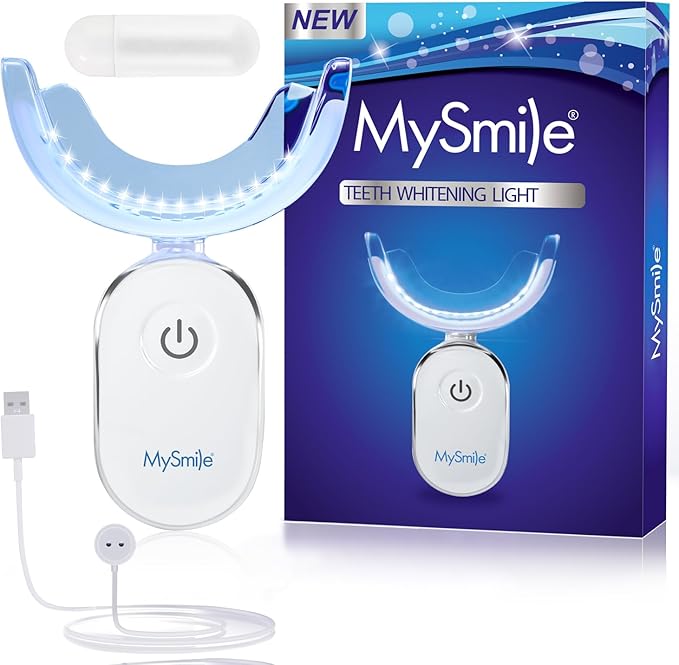 MySmile MySmile Teeth Whitening Accelerator Light, 28 LED Blue Light, Each 10 Minutes, USB Charger, Mouth Trays, 1 Pcs LED Light & 4ml Gel skincare