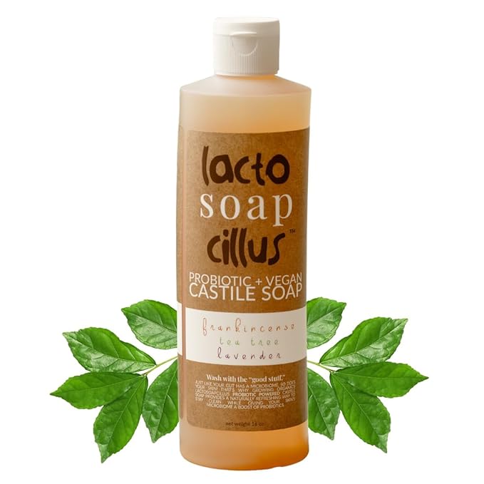 Generic Elemental Wellness, Castile Soap Liquid - Lactosoapcillus, Organic, Probiotic, Vegan, Natural, Frankincense, Lavender & Tea Tree Body Wash Scent - Plant Based Multi-Purpose Liquid Soap (16 oz) skincare