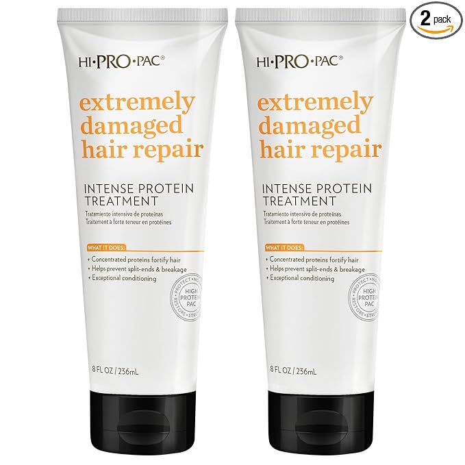 Hi-Pro-Pac Hi-Pro-Pac Hair Mask - Extremely Damaged Hair Repair - (2-Pack) 8 fl oz - Intense Protein Treatment Masque - Deeply Conditions, Fortifies, and Helps Prevent Split Ends and Breakage skincare