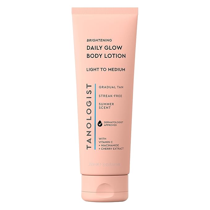 Tanologist Tanologist Brightening Daily Glow Body Lotion- Light/Medium, Gradual Tanning Lotion, No Fake Tan Smell, Streak-Free & Natural Looking Self Tanner, Vegan, 8.45 fl. oz/250 ml Tube Moisturiser