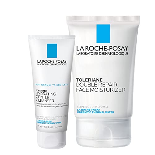 La Roche-Posay La Roche-Posay Toleraine Skin Care Set, Double Repair Face Moisturizer 100ml & Hydrating Gentle Cleanser 50ml, Oil Free Moisturizer & Face Wash Water Cleanser