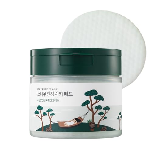 ROUND LAB ROUND LAB Pine Calming Cica Pad 50pcs, 7cm Wide Cooling and Soothing Toner Pads with Pine Cica, BHA + LHA, and Hyaluronic Acid for Heated, Acne-Prone Skin, Multi-Zone Hydration, Korean Skincare Korean Exfoliator