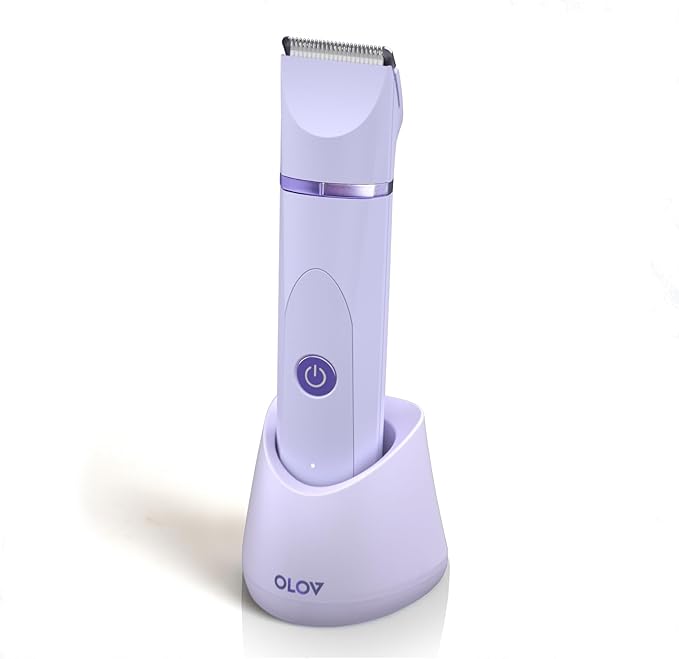 OLOV OLOV Electric Body Hair Trimmer - Groin Trimmer for Men - Bikini Trimmer Women - Wet/Dry Shaver Groomer, Replaceable Ceramic Blade Heads, USB Recharge Dock, Waterproof Hygiene Razor,Purple skincare