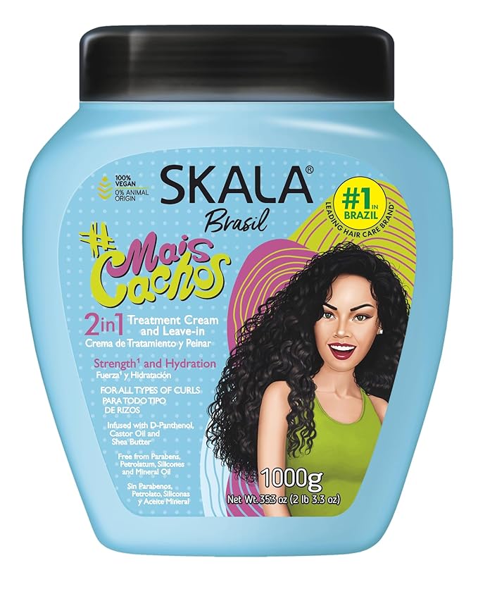 SKALA SKALA Expert Mais Cachos 2 in 1 Treatment Cream & Leave In Conditioner for Curly Hair, Vegan Hair Mask, Shea Butter & Castor Oil, Deep Hydration Mask, Softening & Smoothing, Anti Frizz Formula, 1000g Moisturiser