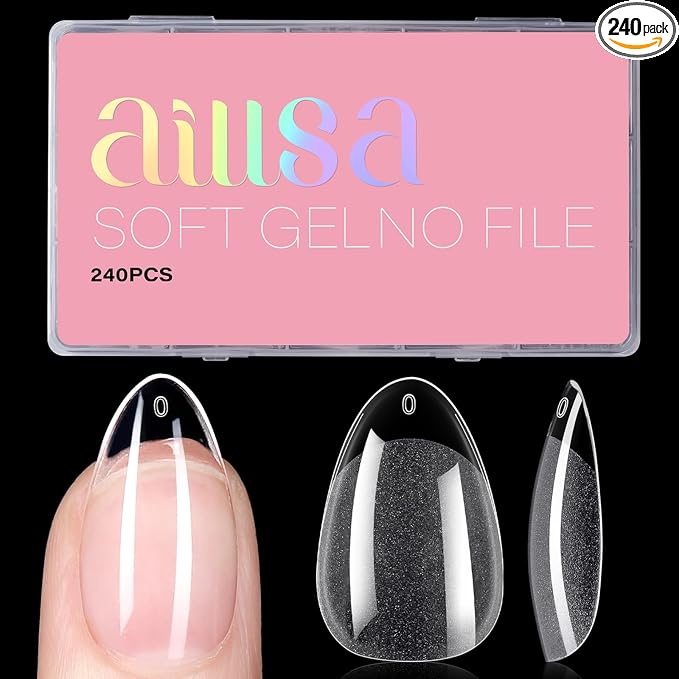 AILLSA AILLSA Short Almond Nail Tips Pre-Shaped Acrylic Nail Tips Half Matte Full Cover Nails Tips Clear Gelly Press on Flase Tip Nail for Extension Nail Manicure Home DIY 240PCS 15Sizes skincare
