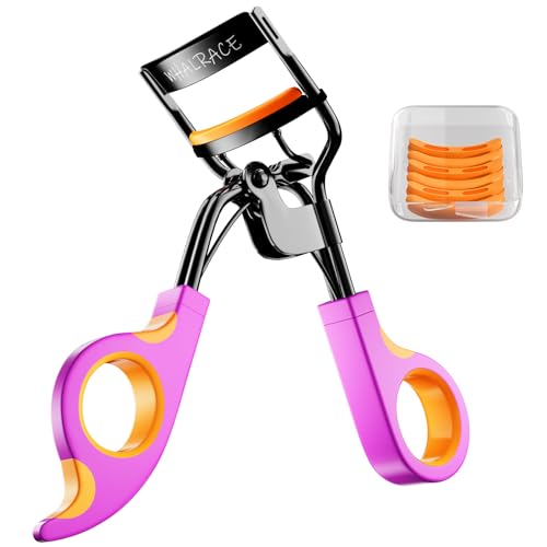 whalrace Whalrace Eyelash Curlers with 6PCS Extra Replacement Pads, Premium Quality Eye Lash Curler, Superior Curling Effect, Easy to Hold and Use, Valentine's Day Gift for Her - Orange Purple Handle Toner