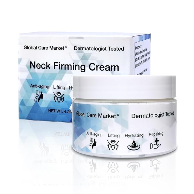 Global Care Market Neck Firming Cream - Face Lift Moisturizer and Anti-Aging Collagen Cream with Retinol, Peptides & Vitamin E for Smooth Wrinkle, Fine Lines, Hydrating and Restore Skin Elasticity Moisturiser