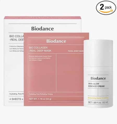BIODANCE BIODANCE Essential Duo: Bio-Collagen Mask & Glow Essence Cream Set, Korean Skincare Duo for Glass Skin, Dewy Glow, Plumping, Radiance, Korean Skin Care, Skin Care Routine Set Essence