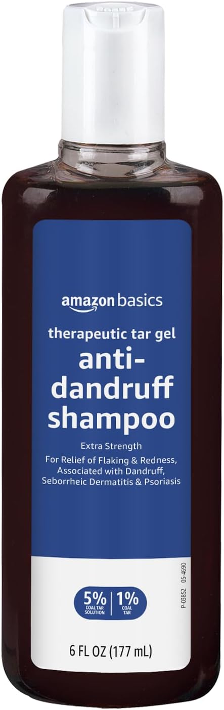 Amazon Basics Amazon Basics Therapeutic Plus Coal Tar Anti-Dandruff Shampoo Extra Strength 1%, for Seborrheic Dermatitis, Psoriasis, Itching and Flaking Scalp, 6 Fl Oz, Pack of 1 skincare