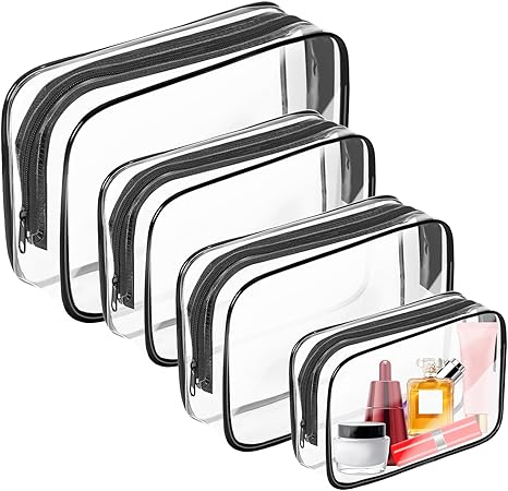 AURUZA AURUZA Clear Makeup Bag,Portable Travel Toiletry Bags with Zipper, TSA Approved Clear Organizer Bags, PVC Cosmetic Pouch for Airport Airline Compliant skincare