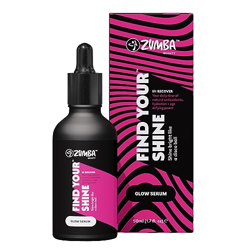 Zumba Beauty ZUMBA Glow Serum for Face - Vitamin B3/E + Hyaluronic Acid - Hydrating Face Serum & Skin Brightening Serum - Non-Comedogenic Post-Workout Natural Glow Serum - Face Serum for Glowing Skin, 1.7 Fl Oz Serum