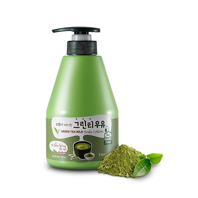 Kwailnara WELCOS KWAILNARA Green Tea Milk Body Lotion (19.75 Fl Oz) – Matcha Korean Body Lotion for Skin Refreshment & Clarity | Milk Protein, Royal Jelly & Green Tea Extract | Paraben-Free & Non-Greasy Moisturiser