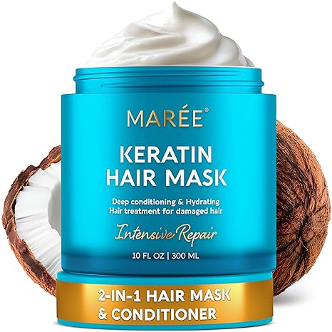 MAREE MAREE Deep Conditioning Hair Mask for Damaged Hair Treatment – Keratin Hair Care for Hydrating Growth Repair Moisturizing – Dry Curly Color Refreshing – Tratamiento Mascarilla Para el Cabello Seco Moisturiser