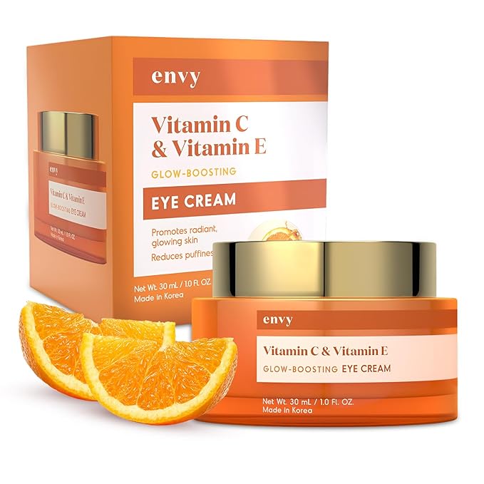 Envy Envy Vitamin C & Vitamin E Under Eye Cream – Visibly Improves Dark Circles & Puffiness – Anti-Aging, Dermatologist Tested, Cruelty-Free Korean Skincare for All Skin Types – 1.01 oz Eye Cream