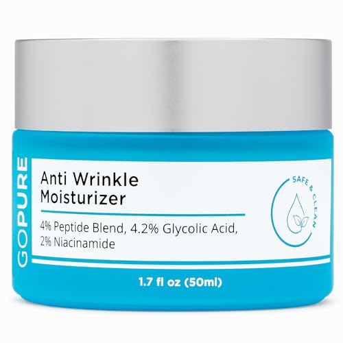 goPure goPure Glyco-Peptide Anti Wrinkle Face Cream - Hyaluronic Acid Moisturizer for Face with Glycolic Acid, Peptides, and Vitamin E - Hydrating Facial Moisturizer with Anti-Aging Formula - 1.7 fl oz Moisturiser