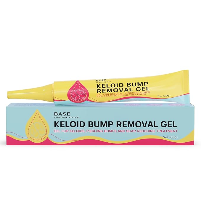 BASE LABORATORIES BASE LABORATORIES Keloid Bump Removal Gel | Natural Piercing Bump Treatment & Keloid Scar Gel | Keloid Scar Removal for all Scars, Keloids & Piercing Bumps | Soothing Piercing Aftercare | 2 oz skincare