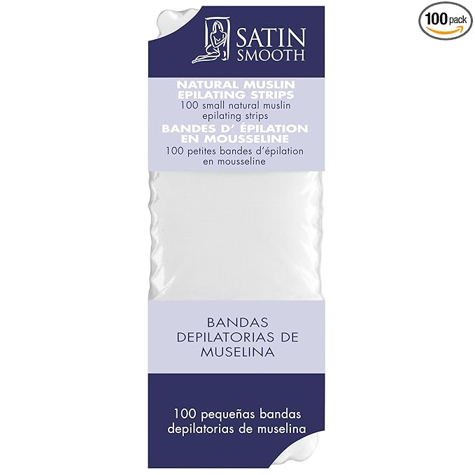 SATIN SMOOTH Satin Smooth Non Woven Wax Strips – Small Muslin Epilating Wax Strips for Hair Removal, Waxing Strip for Face, Body & Bikini, 100 ct skincare
