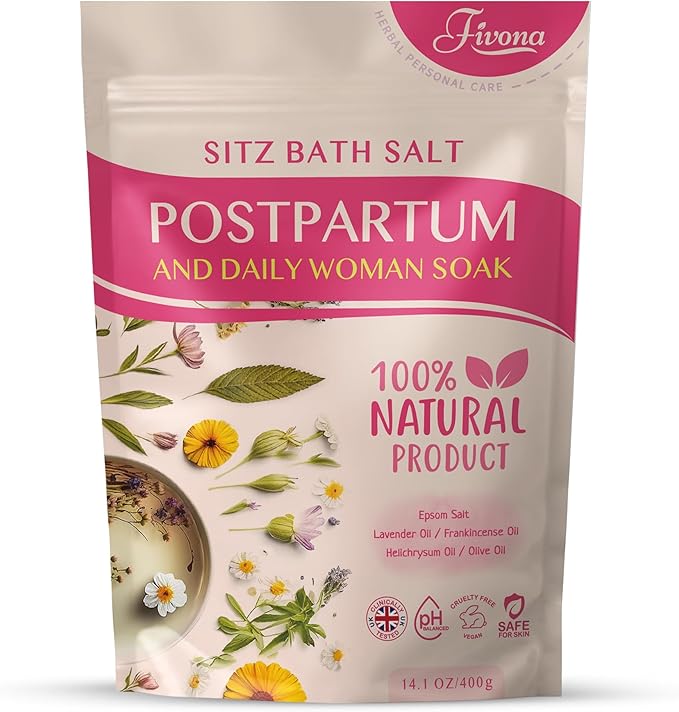 FIVONA Postpartum Care Sitz Bath Salt - Soak Blend Epsom Salt with Essential Oils, Soothing Hemorrhoid Treatment, Perineal Healing After Birth, New Mom Essentials for Natural Post Partum Recovery skincare