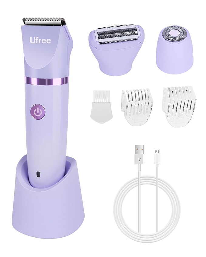 Ufree Ufree Bikini Trimmer Electric Razors for Women, Rechargeable Pubic Body Hair Trimmer Electric Shaver for Legs Body Hair, Bikini Shaver IPX7 Waterproof, Gifts for Women, Purple skincare