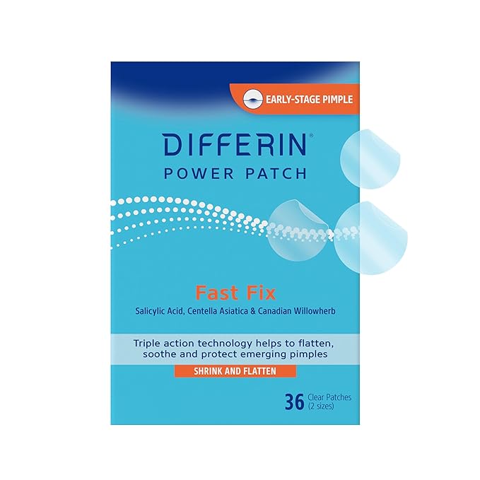 Differin Differin Acne Patches, Pimple Patches for Acne Prone Skin, Formulated with Salicylic Acid and Centella, Fast Triple Action Power Patch for Day & Night, Dermatologist Tested, 36 Count skincare